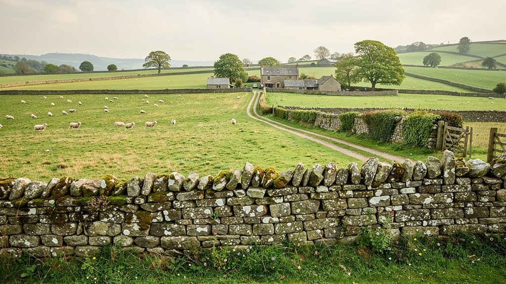 Rural countryside properties with traditional boundary features